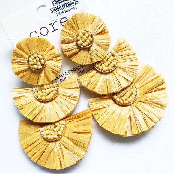 Violet507 Jewelry - LIRIO Layered Raffia Fringe Link Dangle Earrings